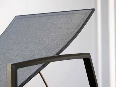 Stern Kari Rollenliege Aluminium Schwarz matt, Textilen Leinen Grau stapelbar