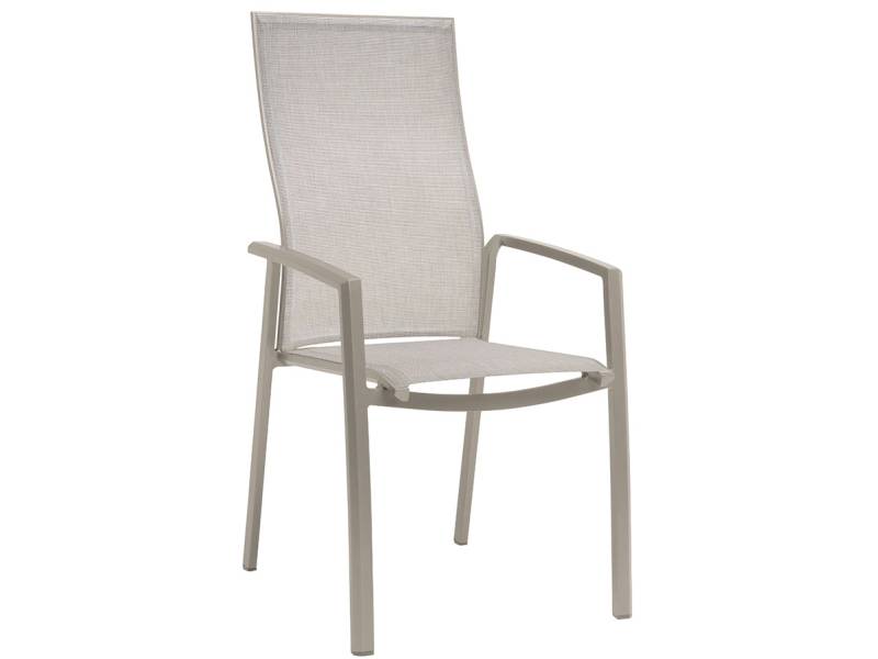 Stern Kari Stapelsessel, hohe Rückenlehne Aluminium greige mit Bezug Textilen sesam