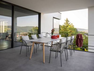 Stern KLEA Dining Sessel, Aluminium anthrazit matt, Kordel Stone