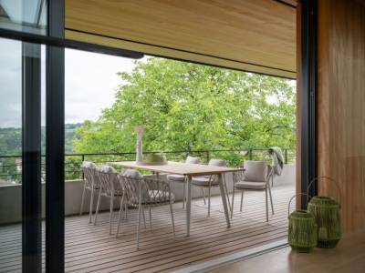 Stern KLEA Dining Sessel, Aluminium greige, Kordel greige