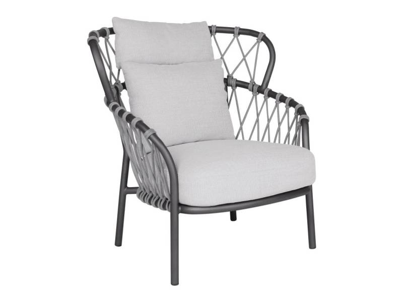 Stern KLEA Pfauensessel, Aluminium anthrazit matt, Kordel Stone