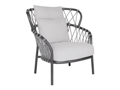 Stern KLEA Pfauensessel, Aluminium anthrazit matt, Kordel Stone