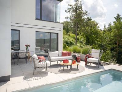 Stern KLEA Pfauensessel, Aluminium anthrazit matt, Kordel Stone