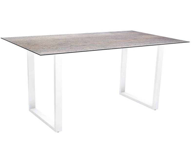 Stern Kufentischsystem: Aluminium Tischgestell 160 x 90 cm, weiß + freiwählbare Tischplatte