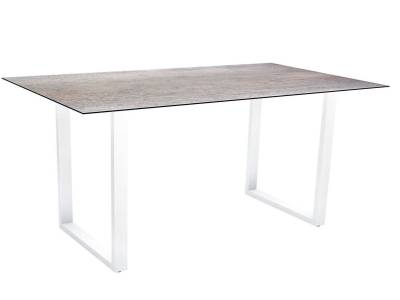Stern Kufentischsystem: Aluminium Tischgestell 160 x 90 cm, weiß + freiwählbare Tischplatte