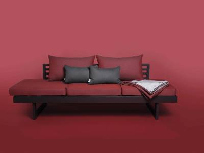 Stern Lounge/Liege New Holly Aluminium anthrazit mit Auflage & Rückenkissen Outdoorstoff rot