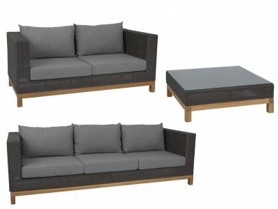 Stern Lounge-Set FONTANA, basaltgrau, Teak Untergestell