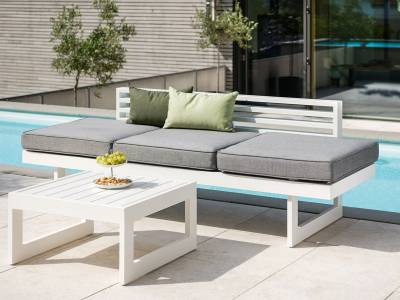 Stern New Holly Dining-Bank/Liege Aluminium weiß