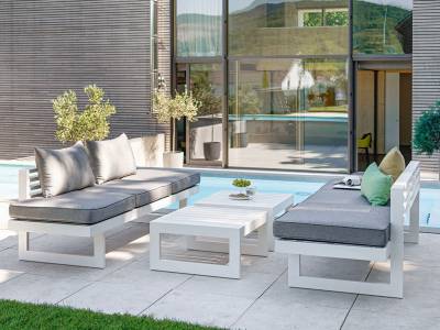 Stern New Holly Dining-Bank/Liege Aluminium weiß