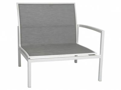 Stern Skelby Lounge-Seitenelement weiß mit Textilenbezug silber