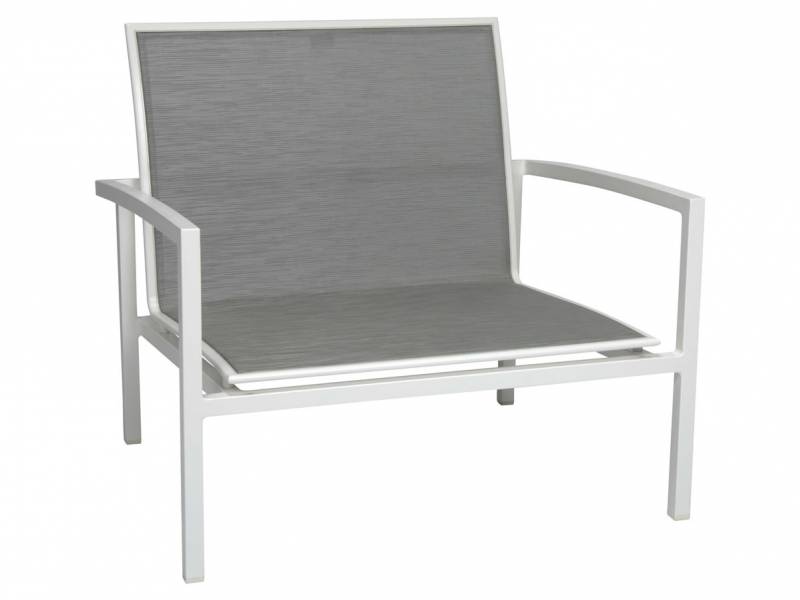 Stern Skelby Lounge-Sessel weiß mit Textilenbezug silber