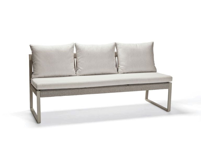 Stern TAMMO 3-Sitzer Bank, Aluminium greige, Textilen Sesam, Kordel greige