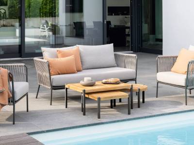 Stern Taro Beistelltisch 80x60x35 cm, anthrazit Teak