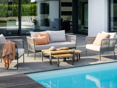 Stern Taro Beistelltisch 80x60x35 cm, anthrazit Teak