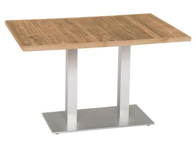 Stern Tisch, Aluminium Edelstahloptik, 130x80cm, old Teak