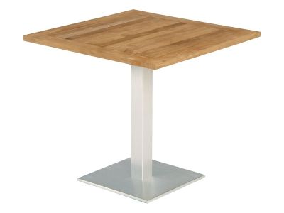 Stern Tisch, Aluminium Edelstahloptik mit Teakplatte