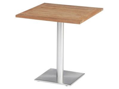 Stern Tisch, Aluminium Edelstahloptik mit Teakplatte