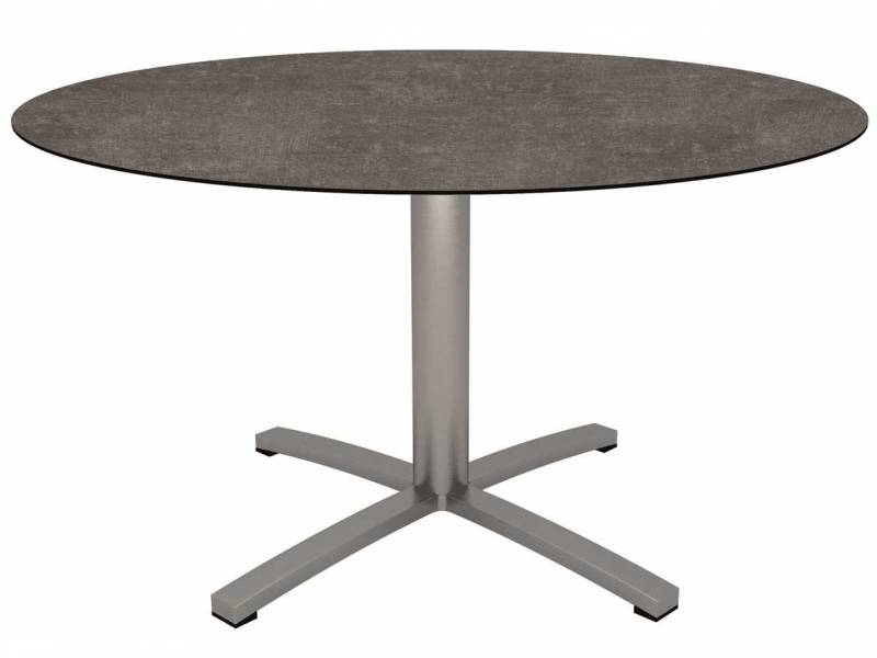 Stern Tisch Ø 134 cm Edelstahl mit Tischplatte Silverstar 2.0 Metallic grau