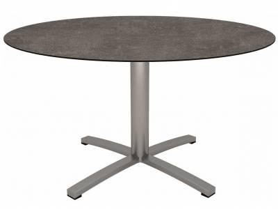 Stern Tisch Ø 134 cm Edelstahl mit Tischplatte Silverstar 2.0 Metallic grau