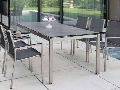 Stern Tischsystem: Edelstahl Tischgestell 200 x 100 cm + freiwählbare Tischplatte