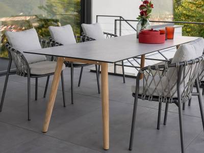 Stern Tischsystem Interno 180 x 100 cm, Teak Beine + freiwählbare Tischplatte