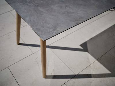 Stern Tischsystem Interno 180 x 100 cm, Teak Beine + freiwählbare Tischplatte