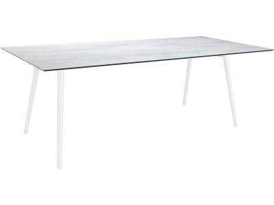 Stern Tischsystem Interno 220 x 100 cm, Tischgestell Alu Rundrohr weiß + freiwählbare Tischplatte