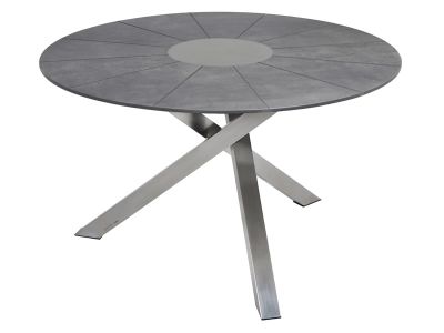 ZEBRA Oryx Tisch rund, Dreibein, SELA-Platte beton dunkel